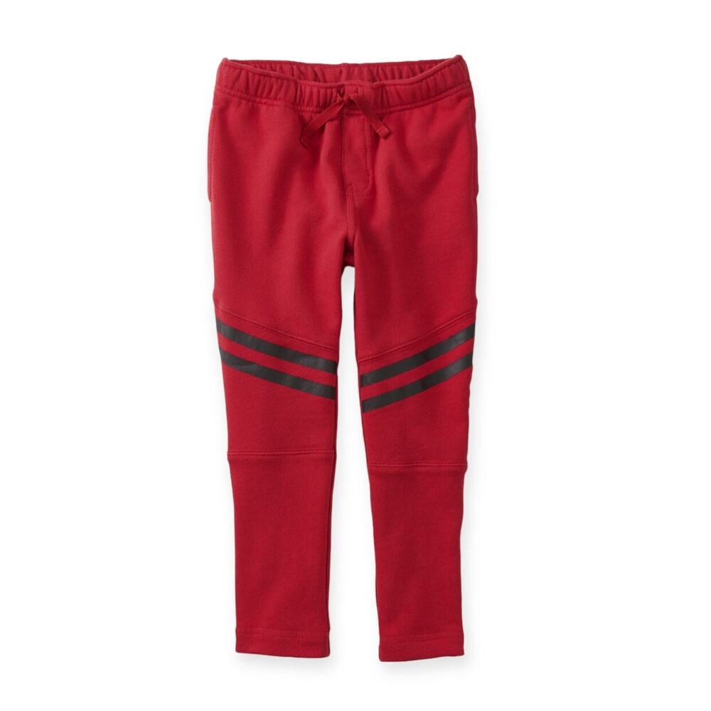 NWT Tea Collection Striped Joggers Red Size 3 | 100% Cotton French Terry Pants